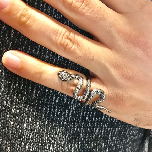 MENS stainless steel SNAKE RING WRAP SILVER 8 9 - Picture 3 of 5